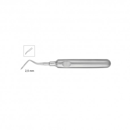 Elevator radacini curb dreapta, 2,5 mm, Heidbrink 13-8HB - HLW