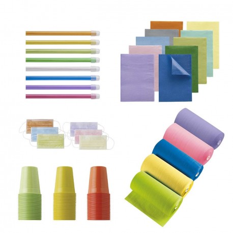 Kit 5, bavete duble, aspiratoare, pahare, masti, bavete duble la rola - Euronda