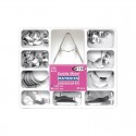 Kit universal matrici metalice conturate tip sa 1330, 35-50 microni, 36 buc + clema - TOR VM