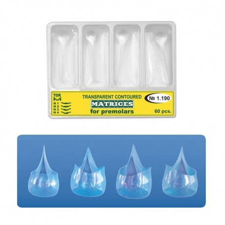 Kit matrici transparente celuloid conturate premolari 1190, 60 buc - TOR VM