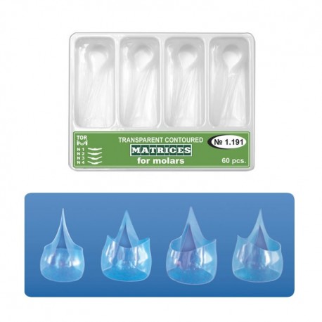 Kit matrici transparente celuloid conturate molari 1191, 60 buc - TOR VM