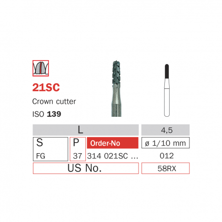 Freze de ablatie 21SC 012 - Diaswiss (de taiat coroana)