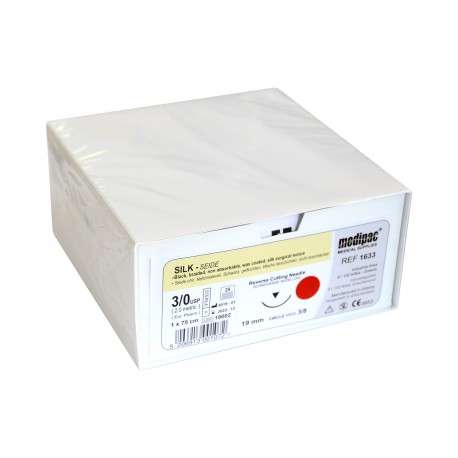 Fir sutura neresorbabil matase 3/0 19mm 3/8 triunghiular 75cm