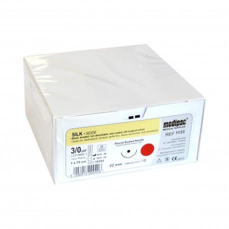 Fir sutura neresorbabil matase 3/0 22 mm 1/2 rotund 75 cm