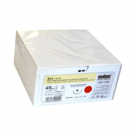 Fir sutura neresorbabil matase 4/0 22 mm 1/2 rotund 75 cm