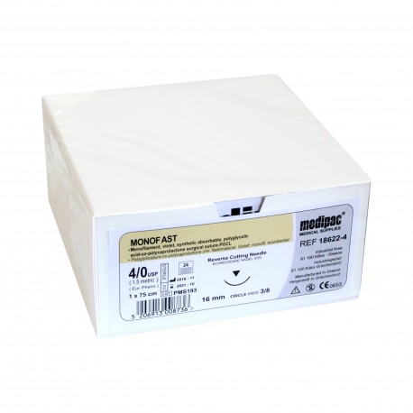Fir sutura resorbabil Monofast PGCL 4/0 16 mm 3/8 triunghiular 75 cm