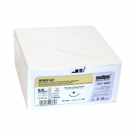 Fir sutura resorbabil Monofast PGCL 5/0 19 mm 3/8 triunghiular 45 cm